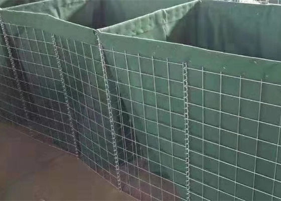 Vierkant gat itaire defensieve barrières Gabion Mesh Box met groene geotextiel