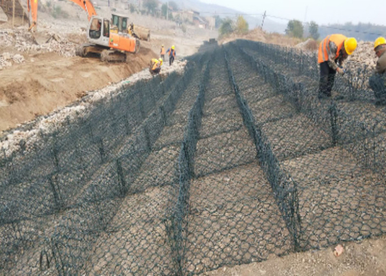 PVC-coating  Gabion Matras Geweven Mesh Gabion ISO9001 Goedgekeurde hellingsbescherming Gabion manden Matras