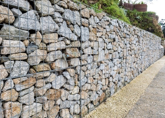 Met een laag bedekt Pvc van de het Staaldraad van Gabion van de rechthoek Behoudende Muur Manden Gegalvaniseerd