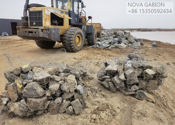 Flood Control 4.0mm Gabion Mesh Cage Voor Stone Sack gabion dozen Rivier vullen gabion zakken PVC bedekte zak gabions