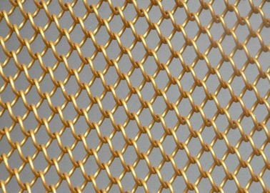Decoratief metalen gaas gordijn Aluminium goud 6mm X 6mm Aanpasbare kamerverdeler