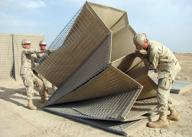 Gespannen defensieve barrière / defensief bastion Gabion Mesh Box met bruin geotextiel voor itair