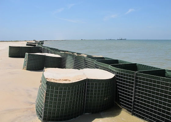 Vierkant gat itaire defensieve barrières Gabion Mesh Box met groene geotextiel