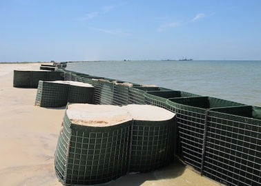 Vierkant gat itaire defensieve barrières Gabion Mesh Box met groene geotextiel